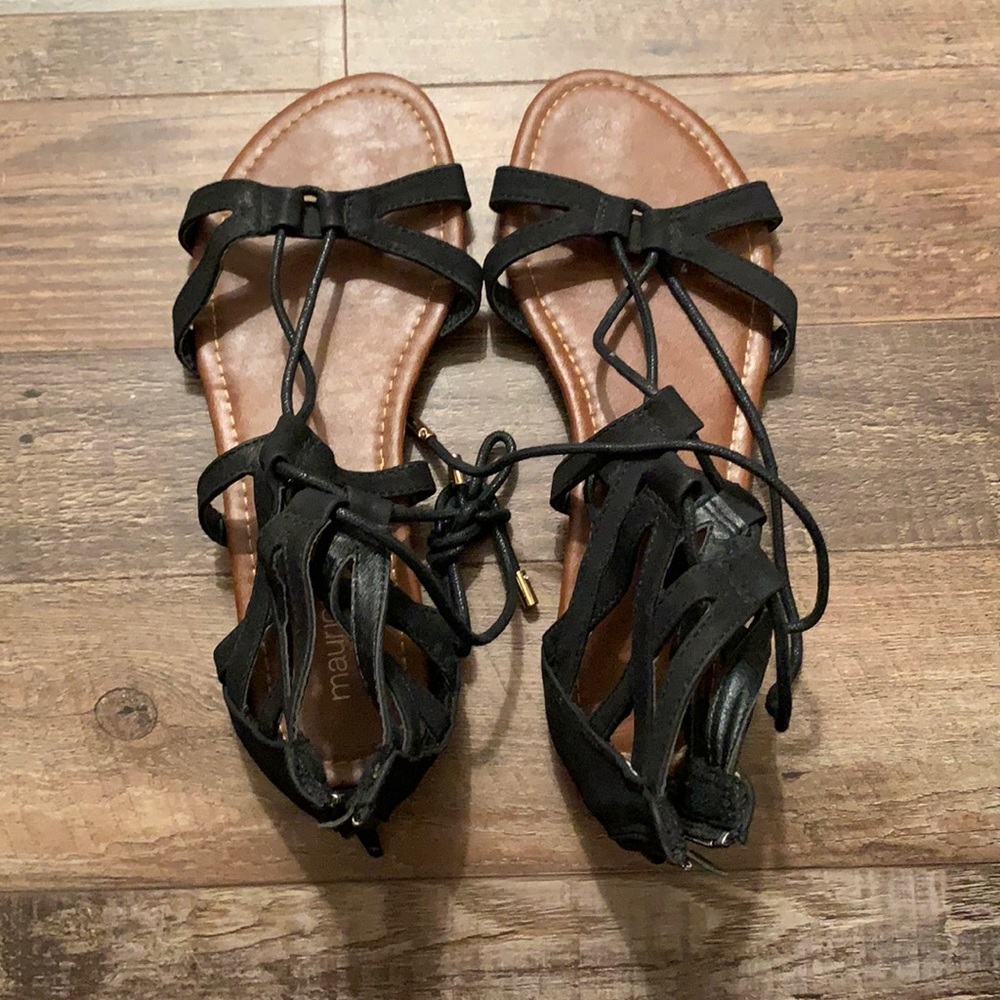 Maurice’s Black Lace Up Sandals
